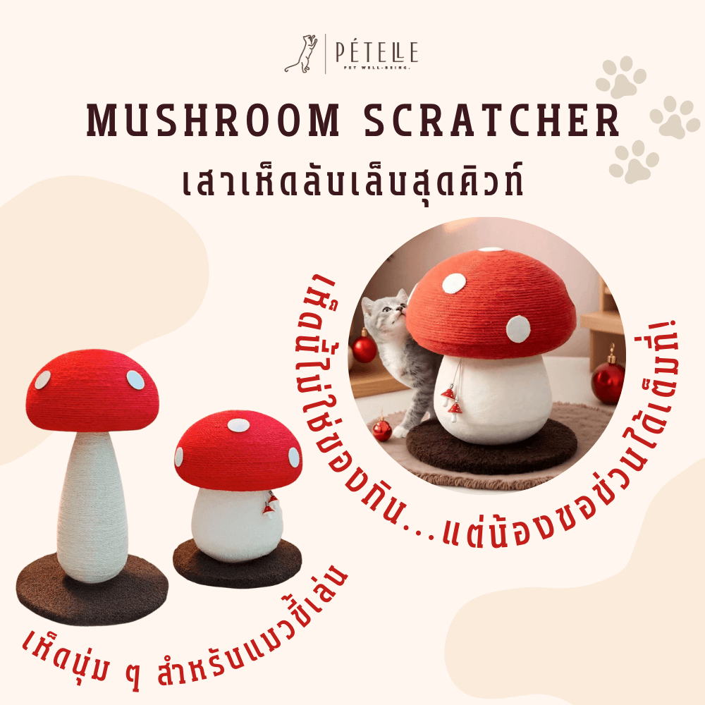 ที่ลับเล็บแมว PETELLE รุ่น MUSHROOM SCRATCHER ไซส์ S สีแดง_2